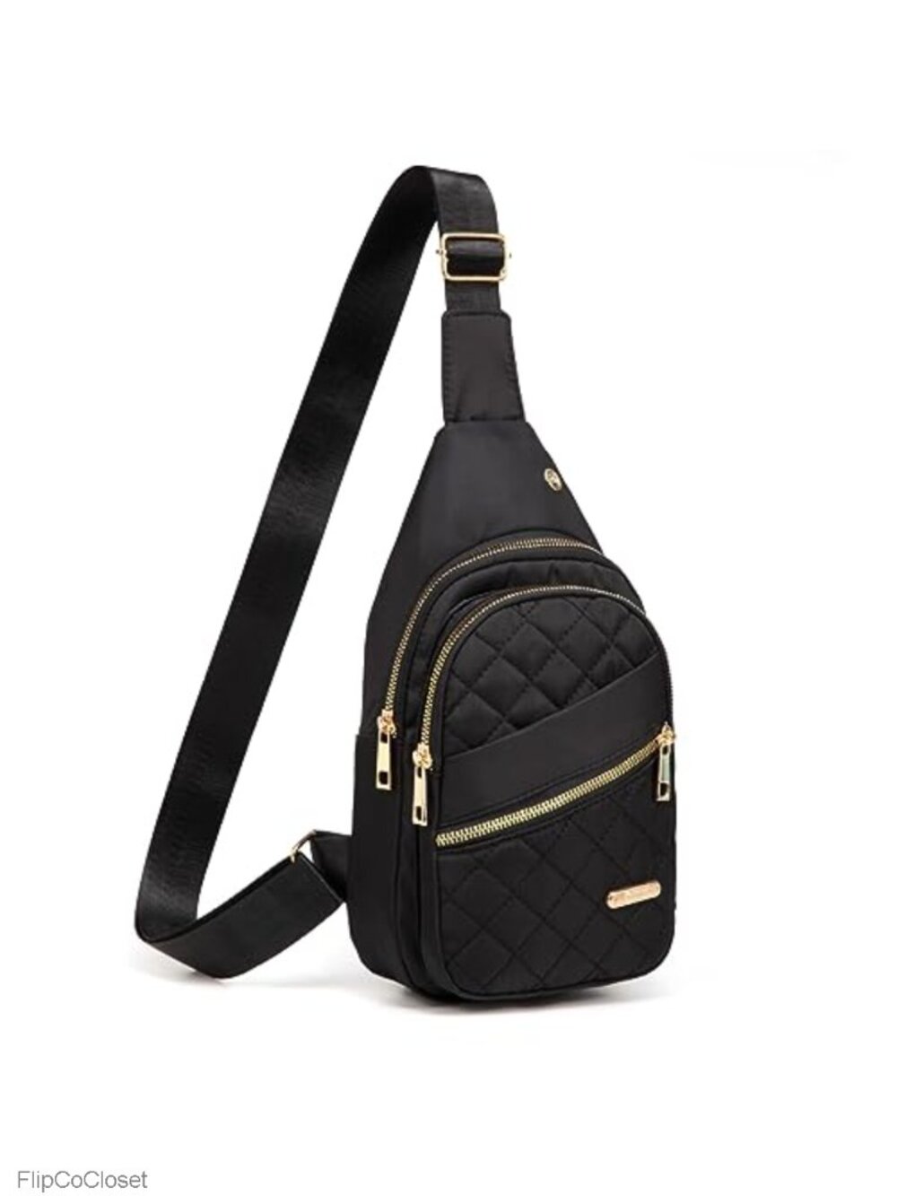 Quilted Nylon Sling Bag Crossbody Small Backpack for Women Men Adjustable